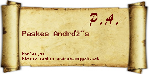 Paskes András névjegykártya